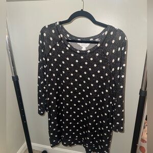 Market & Spruce Size 2x Polka Dots Womens 3/4 Sleeve Shirt